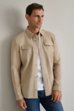 ΔΕΡΜΑΤΙΝΟ OVERSHIRT-ΓΚΡΙ-ΜΠΕΖ