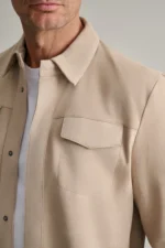 ΔΕΡΜΑΤΙΝΟ OVERSHIRT-ΓΚΡΙ-ΜΠΕΖ