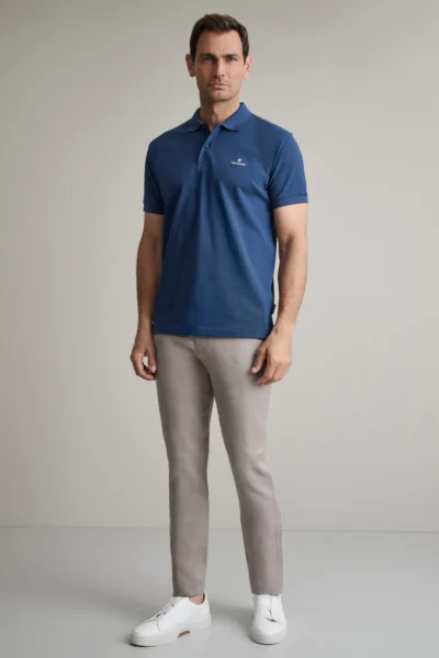 ΜΠΛΟΥΖΑΚΙ ΠΟΛΟ M/ΧΡΩΜΟ, CUSTOM FIT-ΜΠΛΕ