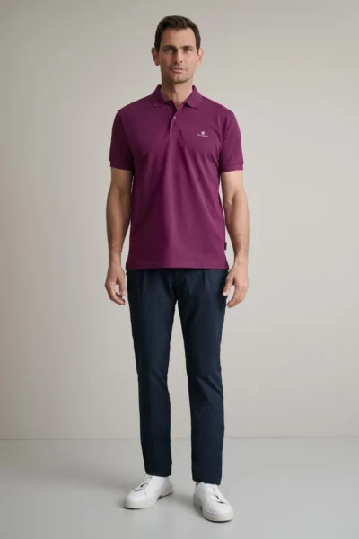 ΜΠΛΟΥΖΑΚΙ ΠΟΛΟ M/ΧΡΩΜΟ, CUSTOM FIT-ΜΩΒ