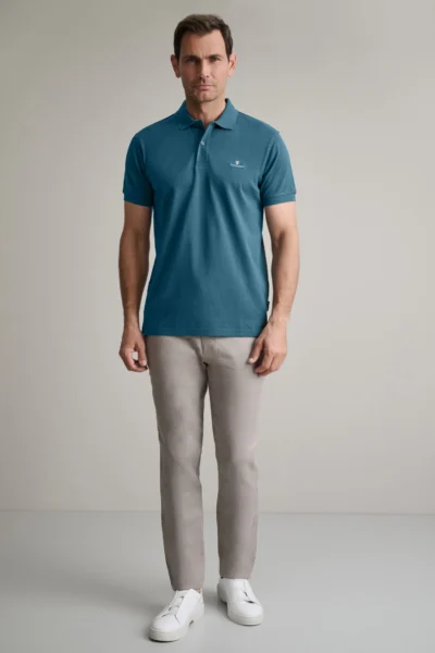 ΜΠΛΟΥΖΑΚΙ ΠΟΛΟ M/ΧΡΩΜΟ, CUSTOM FIT-ΜΠΛΕ ΤΟΥ ΩΚΕΑΝΟΥ