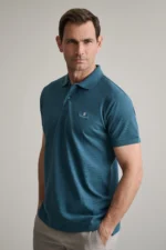 ΜΠΛΟΥΖΑΚΙ ΠΟΛΟ M/ΧΡΩΜΟ, CUSTOM FIT-ΜΠΛΕ ΤΟΥ ΩΚΕΑΝΟΥ