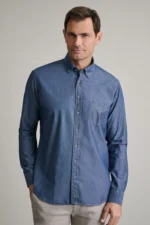 ΠΟΥΚΑΜΙΣΟ COMFORT FIT-ΜΠΛΕ ΣΚΟΥΡΟ