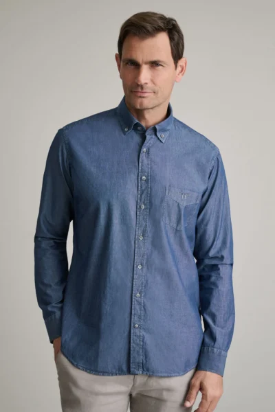 ΠΟΥΚΑΜΙΣΟ COMFORT FIT-ΜΠΛΕ ΣΚΟΥΡΟ