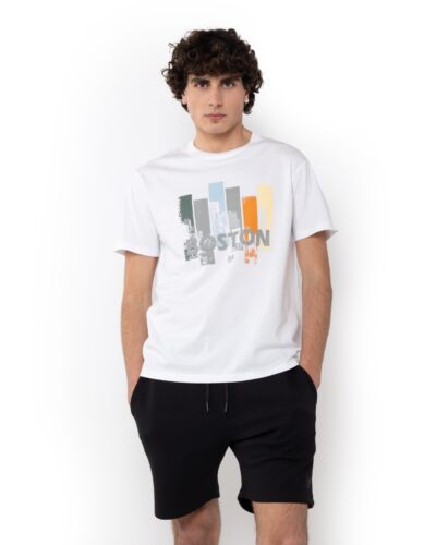 ΜΠΛΟΥΖΑ BOSTON PRINT REGULAR FIT-ΑΣΠΡΟ