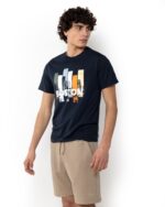 ΜΠΛΟΥΖΑ BOSTON PRINT REGULAR FIT-ΜΠΛΕ ΣΚΟΥΡΟ