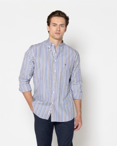 ΠΟΥΚΑΜΙΣΟ ACORN ΠΟΠΛΙΝΑ REGULAR FIT-ΡΙΓΑ-ΜΠΛΕ-ΚΑΦΕ