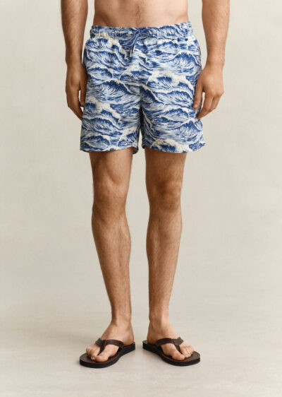 Gant Ανδρικό Μαγιό Σορτς Μπλε με Σχέδια