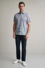 ΠΟΥΚΑΜΙΣΟ COMFORT FIT, ΚΟΝΤΟ ΜΑΝΙΚΙ-DARK NAVY/WHITE