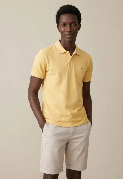 Πόλο από βαμβάκι με δομημένη επιφάνεια – Premium Cotton-κιτρινο
