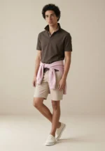 Πόλο από βαμβάκι με δομημένη επιφάνεια – Premium Cotton-καφε