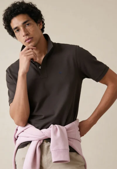 Πόλο από βαμβάκι με δομημένη επιφάνεια – Premium Cotton-καφε