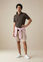 Πόλο από βαμβάκι με δομημένη επιφάνεια – Premium Cotton-καφε