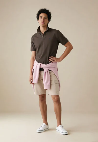 Πόλο από βαμβάκι με δομημένη επιφάνεια – Premium Cotton-καφε
