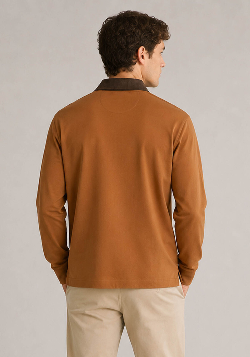 Gant Collar Polo Αθλητική Μπλούζα Μακρυμάνικη Caramel Brown