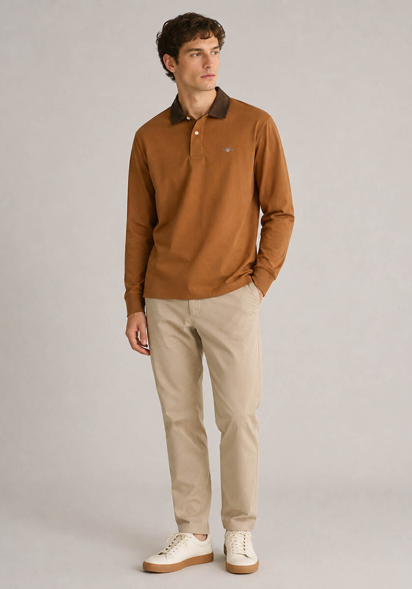 Gant Collar Polo Αθλητική Μπλούζα Μακρυμάνικη Caramel Brown