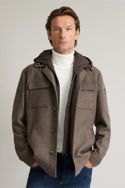 Υβριδικό overshirt jacket με αποσπώμενο τύπου γιλέκο-καφε