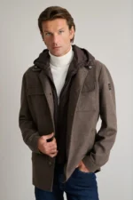 Υβριδικό overshirt jacket με αποσπώμενο τύπου γιλέκο-καφε