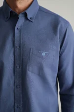 Oxford βαμβακερό button-down πουκάμισο-μπλε