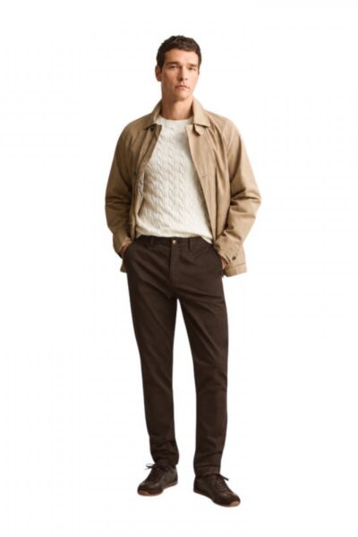 GANT SLIM FIT CLASSIC CHINO PANT BLACK BROWN-ΚΑΦΕ